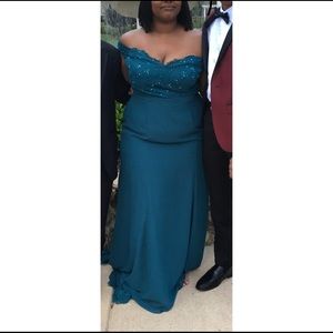 PEACOCK GREEN PROM GOWN